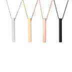 Simple Fashion 3D Vertical Bar Necklaces for Men Minimalist Stainless Steel Geometric Pendant Chain Male Collar Jewelry