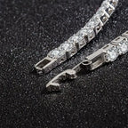 Silver Jewelry 4MM Tennis Bracelet Inlaid with Zircon, Luxury Banquet Engagement Party Gift for Women