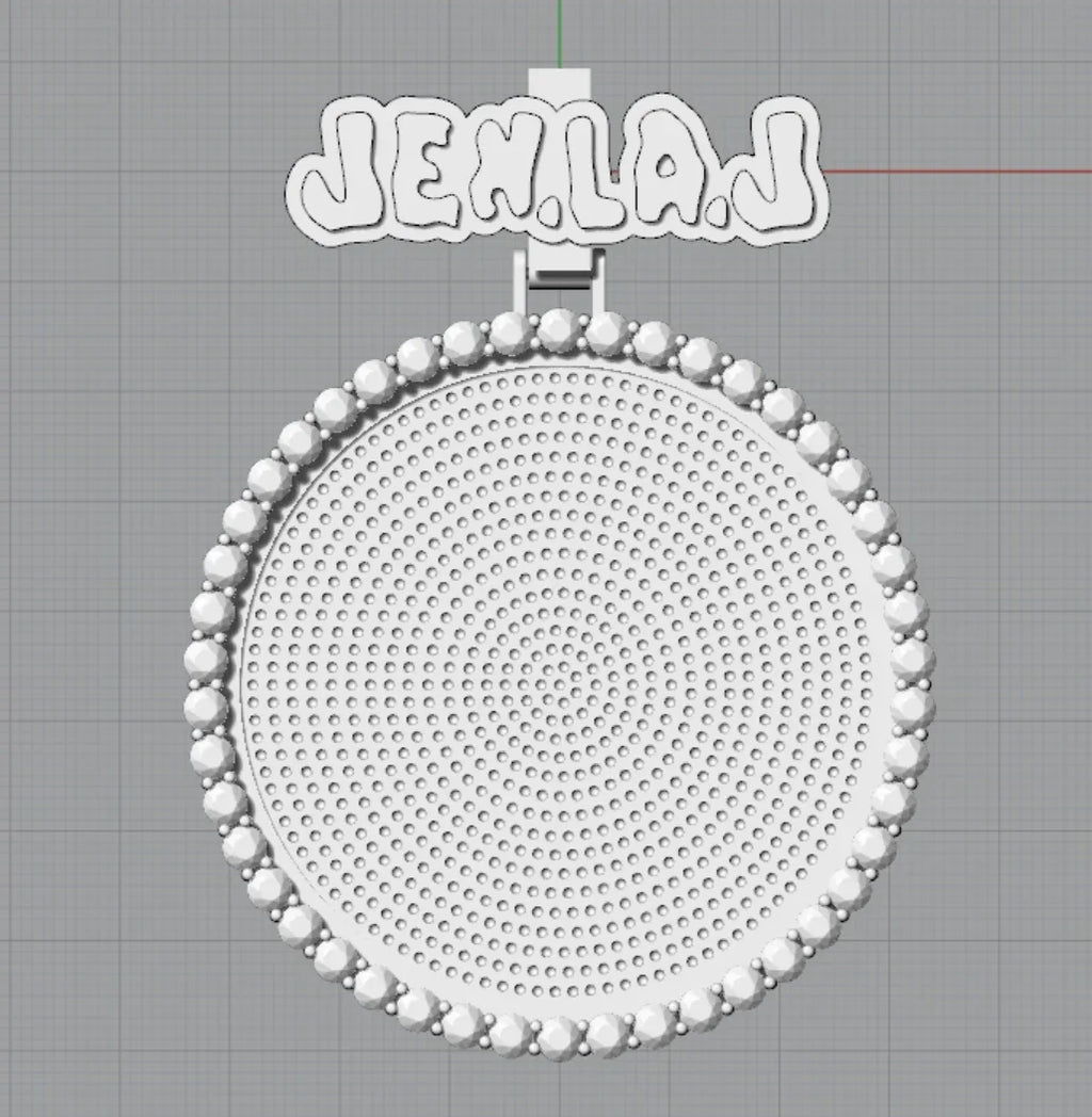 Iced Out Letter Photo Pendant Necklace 68MM Circle