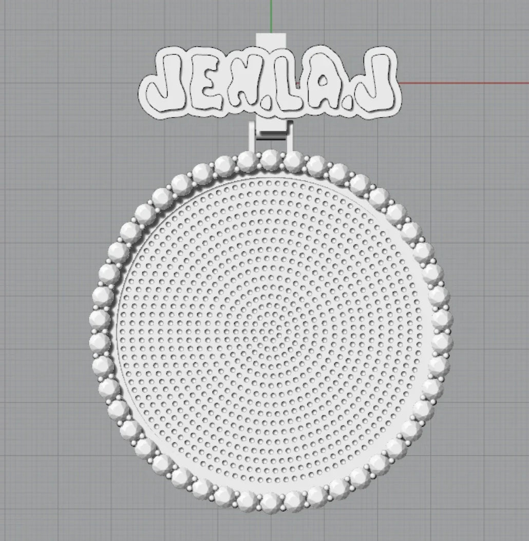 Iced Out Letter Photo Pendant Necklace 68MM Circle