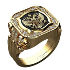 New Simple Retro Fashion Men's Jewelry Luxury Zirconia Stamp Ring Men's Badge Ring Punk Street Niche Trend Party Jewelry Gifts