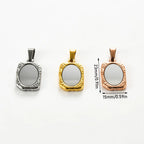 1Pc Stainless Steel Vintage Mirror Pendant Necklace For Women Girls Rectangle Shape Blank Bar Charms Chains Choker Jewelry Gifts