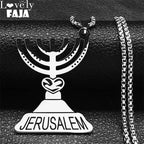 Jerusalem Menorah Pendant — Stainless Steel