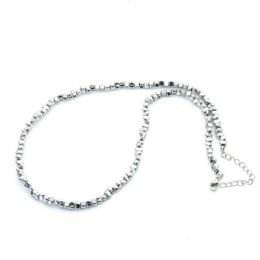 New Men Healing Necklace Irregular Hematite Stone Beads Energy Jewelry Short Collar Hiphop Neck Accessories Hombre