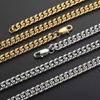 Gold Stainless Steel Cuban Chain Necklace 4-8MM