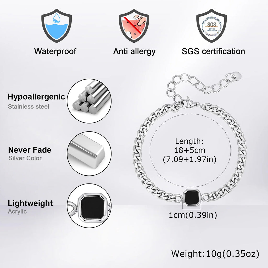 Cuban Stone Chain Bracelet — Stainless Steel