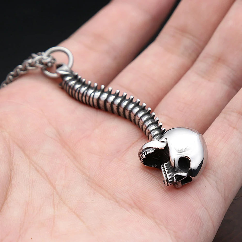 Gothic Skull Skeleton Pendant — Stainless
