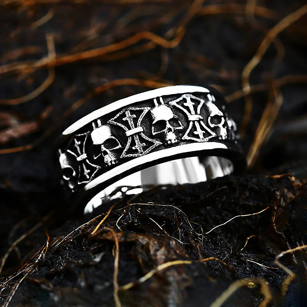 New Gothic 316L Stainless Steel Skull Ring Punk Hip Hop Fashion Skeleton Rings For Men Women Unique Biker Jewelry Halloween Gift