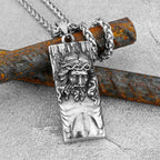 Hip Hop Retro Design Odin Viking Necklace Nordic Men's Religious Belief Jesus Shield Stainless Steel Amulet Jewelry Pendant