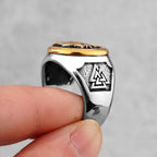 Stainless Steel Viking Wolf Head Ring Never Fade Gold Color Men's Hunting Game Hunter Wolf Claw Ring Nordic Wolf