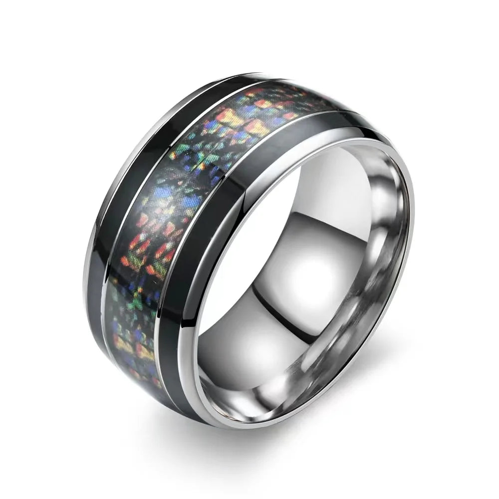 Red Personalized Couple Tungsten Carbide Ring with Spider Pattern Dome Edge,Comfortable Fit, Fashionable Daily Item,Wedding Ring