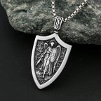 Angel Shield Cross Pendant — 316L Stainless Steel