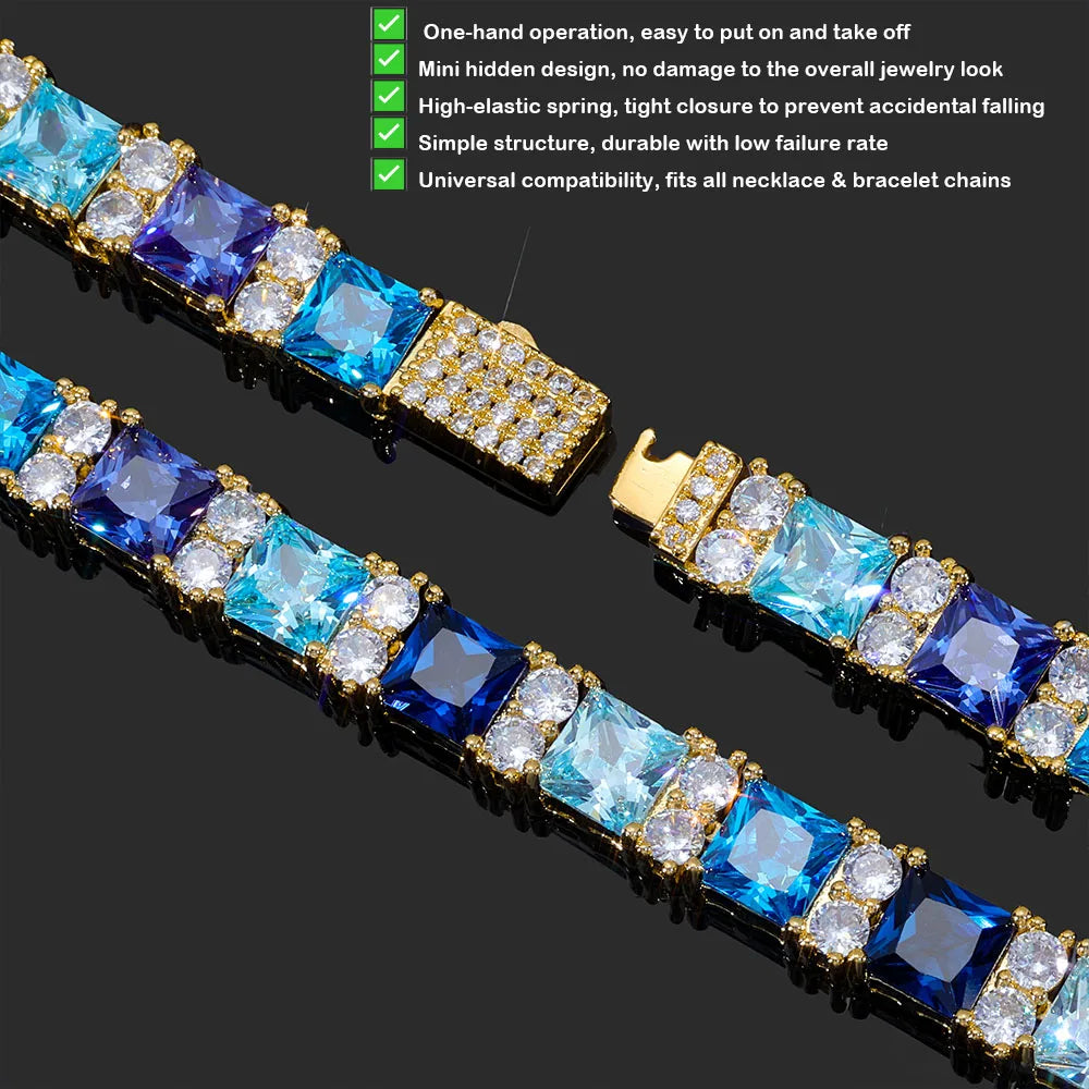 Tennis Bracelet Stainless Steel Blue Sapphire CZ