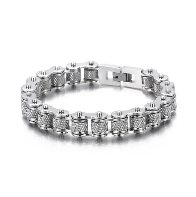 Retro Heavy Brush Stainless Steel Motorcycle Chain Bracelet 11/13MM Wide Mens Women Bike Biker Bracelets Hip-Hop Jewelry 19-23cm