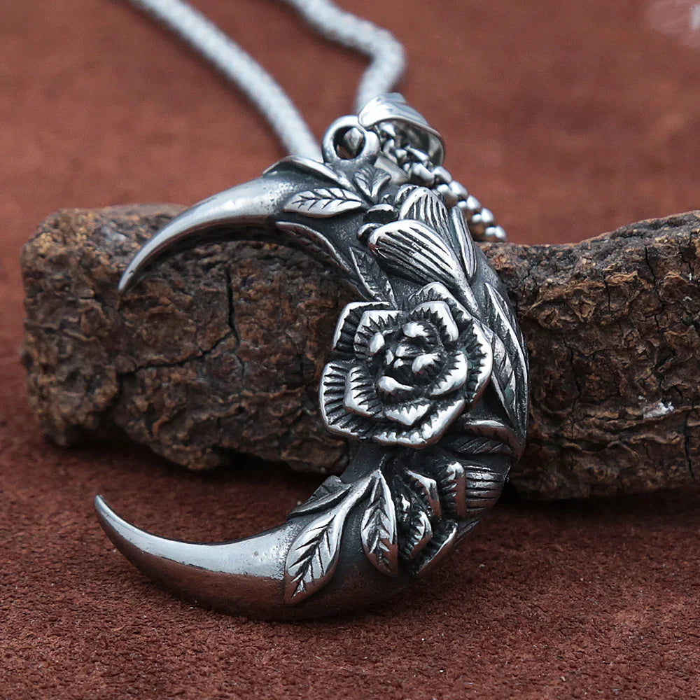 Rose Moon Pendant — Stainless Steel