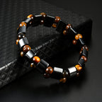 Hot Selling Men's Tiger Eye Stone Bracelet Men's Fashion Bead Black Stone Elastic Bracelet