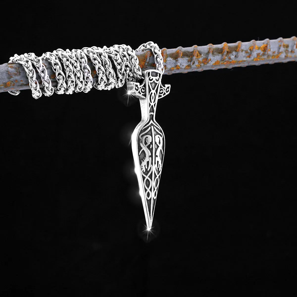 Viking Sword Spear Stainless Steel Pendant Necklace Men's Scandinavian Pirate Amulet Necklace Fashion Jewelry Gift