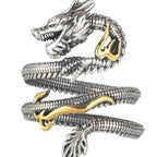 Buyee 925 Sterling Silver Unique Big Ring Elegant Chinese Dragon Open Ring Finger for Men Rock Punk Fine Jewelry Circle