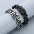Punk Skull Charm Bracelets For Men Stainless Steel Cuban Chain Men Bangle Bracelet Silver Black Color Skeleton Jewelry