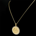 Arabic Quran Allah Medal Necklace for Women Men Rhinestone Stainless Steel Gold Color Islam Muslim Chain Jewelry collar