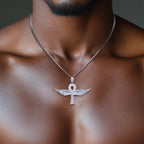 Iced Out Angel Wing Cross Pendant — 925 Silver
