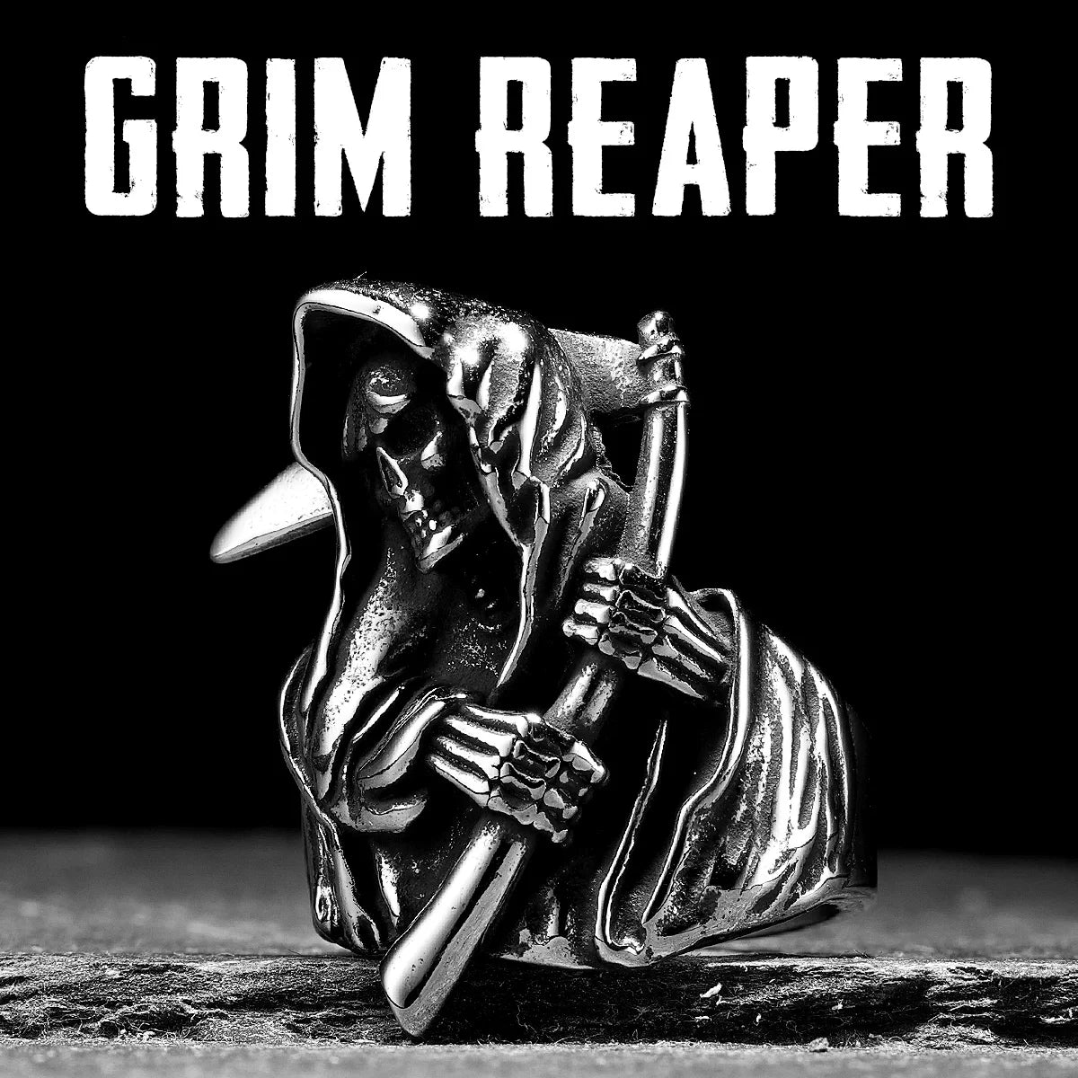 Grim Reaper Skull Ring — Stainless Steel