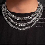 HNSP 316L Stainless Steel Double Cuban Link Chain Necklace For Men 8MM-12MM Thick Heavy Punk Biker Style Accessories Male Gift
