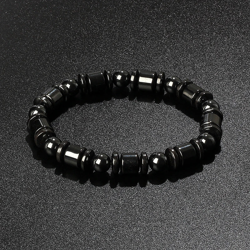 Hematite Therapy Stretch Bracelet — Mixed Metal