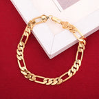 Geometric Chain Bracelet & Necklace Set 8mm — Silver and Gold