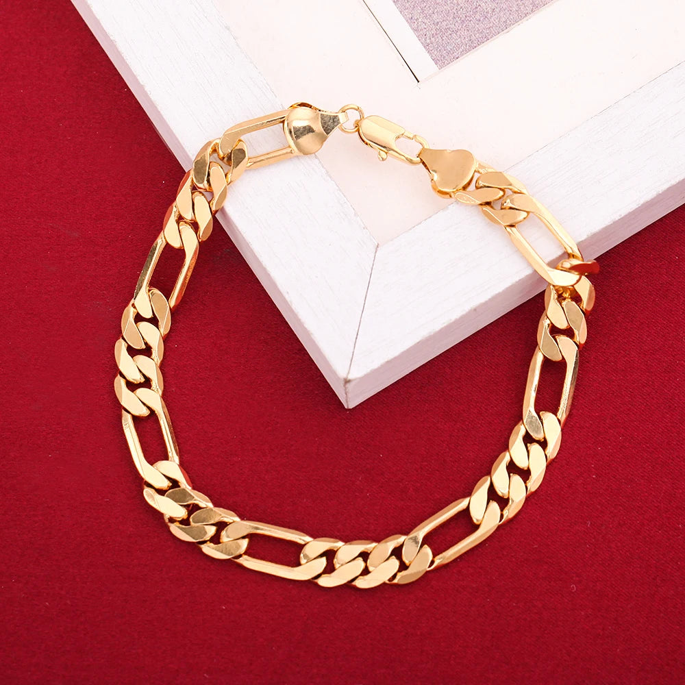 Geometric Chain Bracelet & Necklace Set 8mm — Silver and Gold