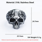 NEW Men's 316L Stainless-Steel Rings Retro Skull Head Vintage Gothic Punk High-Quality Jewelry Gifts Free Shipping