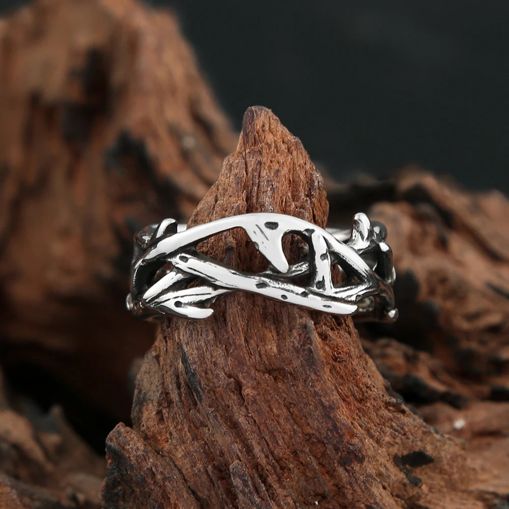 Steel Ring Vintage Punk Peace Olive Branch Biker