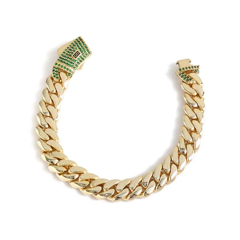 Gold Cuban Bracelet Iced Out 14K 12/15MM Monaco
