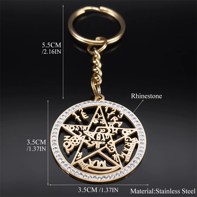 Star Key Gold Ring Witchcraft Jewish Tetragrammaton