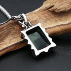 Stone Pendant Necklace Black — Stainless Steel