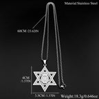 Star of David Lion of Judah Pendant Necklace — Gold-Tone Steel