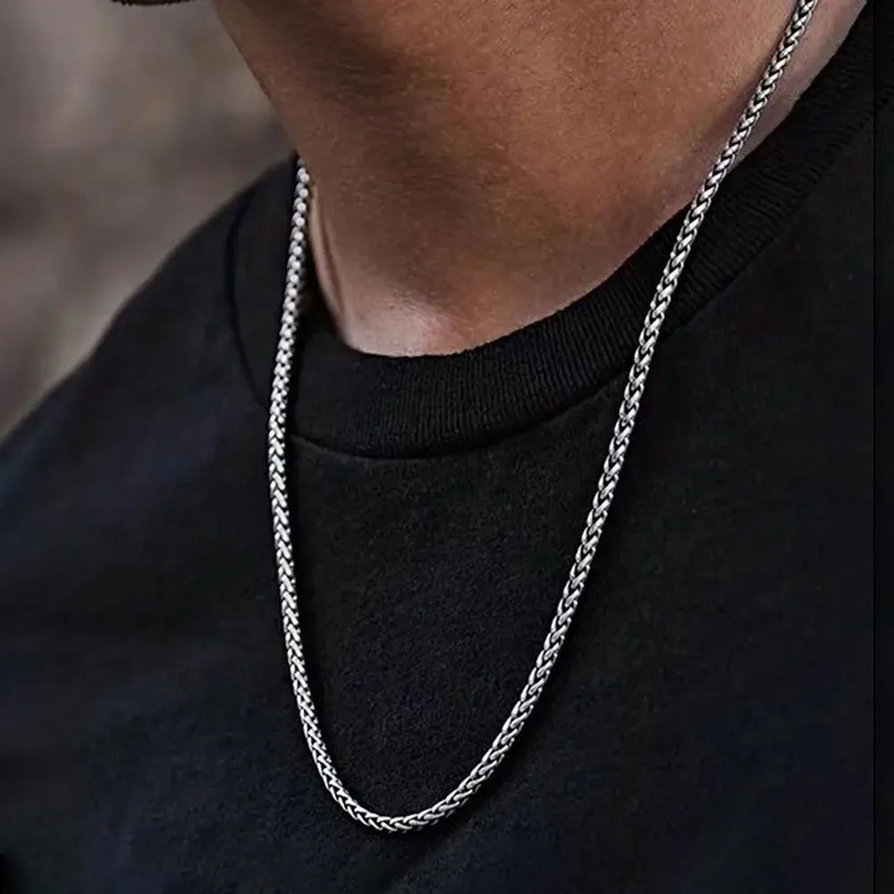 2-8mm (40-80cm) Full Size Stainless Steel Dragon Chain Necklace Fashion Punk Twist Chains Jewelry Gift for Men Women