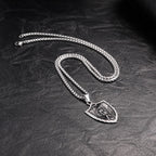 Vnox Archangel Saint Michael Shield Pendant Necklace Stainless Steel Vintage Protection Amulet Chain Jewelry Gifts for Men Women