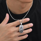 Punk Sea Wave Dog Tag Necklace for Men,Stainless Steel Black Oill Sailboat Military Pendant,Gift to Husband Son Dad