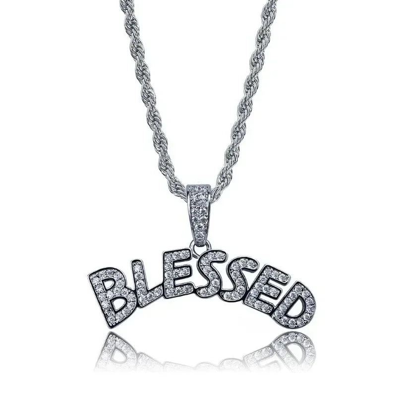 Bling Iced Out Savage Pendant Cubic Zirconia Letter Necklace for Men Women Hip Hop Rock Rap Party Jewelry