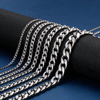 HNSP 316L Stainless Steel Curb Cuban Flat Link Chain Waterproof Necklace For Men Jewelry Minimalist Punk Style Accessories