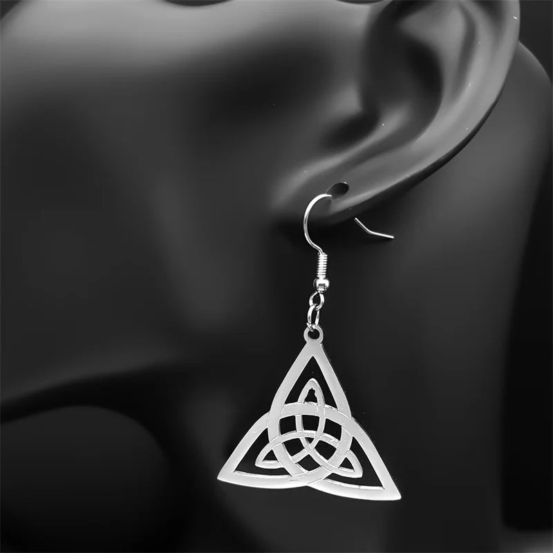 Celtic Knot Silver Earrings Trinity Irish Drop