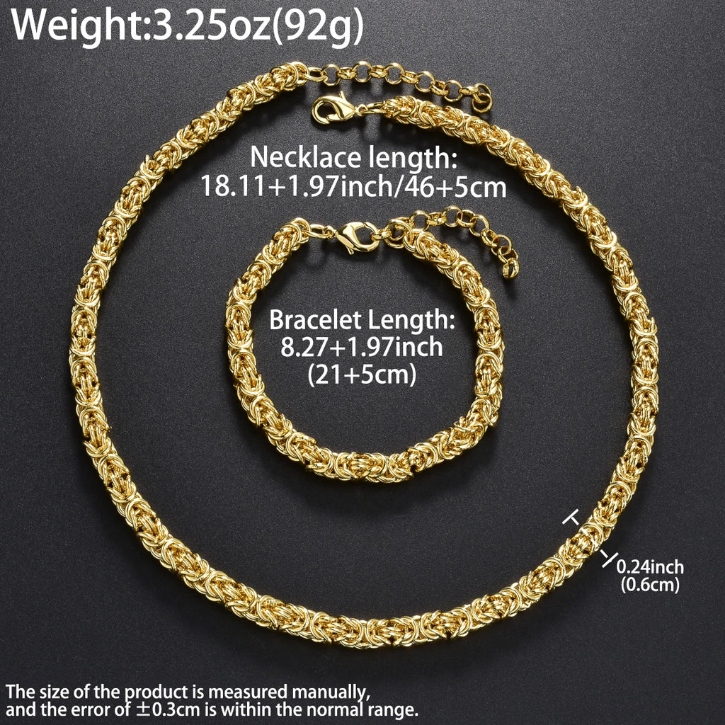 Minimalist Braided Chain Necklace Bracelet Set Lobster Clasp