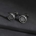 Gothic Norse Viking Rune Stud Earrings — Stainless Steel