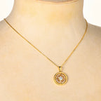 RAPRGOLD 925 Sterling Silver Compass Necklace 6.5mm Sparkly Cubic Zirconia Fashion Pendant Necklaces for Women Men Jewelry Gift