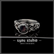 Nordic Viking Knot Rune Ring — White Stone, Stainless Steel