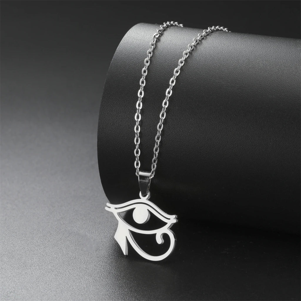 Eye of Horus & Anubis Talisman Pendant Necklace — Stainless Steel