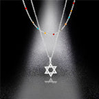 Star of David Heart Pendant Necklace — Stainless Steel