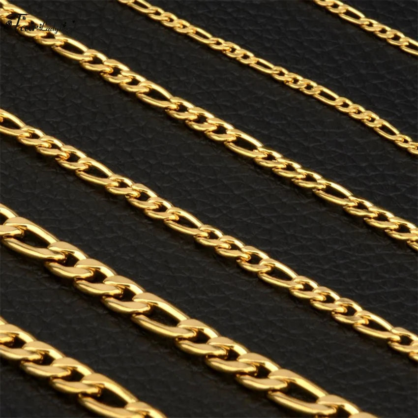 Fashion New Figaro Chain Necklace For Men Punk Silver Color Stainless Steel Long Necklace Men Hip Hop Jewelry Gift