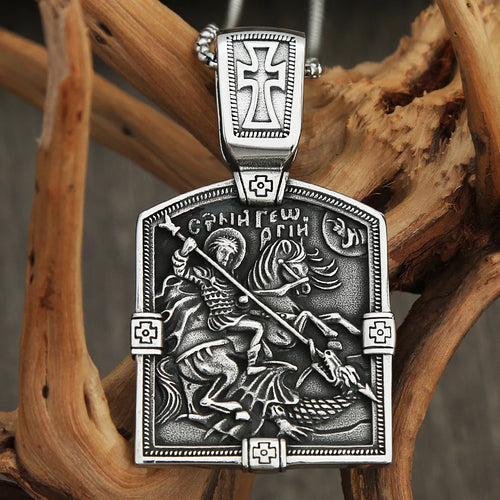 Cross Dragon Steel Pendant Vintage Large Slayer